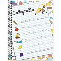 Caderno caligrafia universitário capa dura 96fls Spiral 1 UN