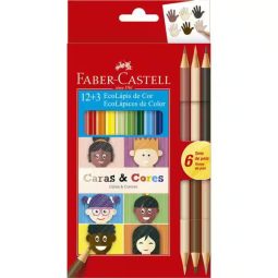 Lápis de Cor Caras e Cores 12 Cores + 6 Tons, Faber-Castell