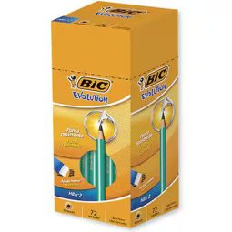 Lápis Preto BIC Evolution, Corpo Verde Redondo - CX 72 UN