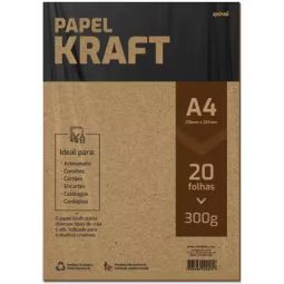 Papel Kraft 300g A4 210x297mm Spiral,  - PT 20 FL